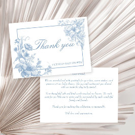 Elegante botanische Dusche aus staubblauer Babydus Dankeskarte