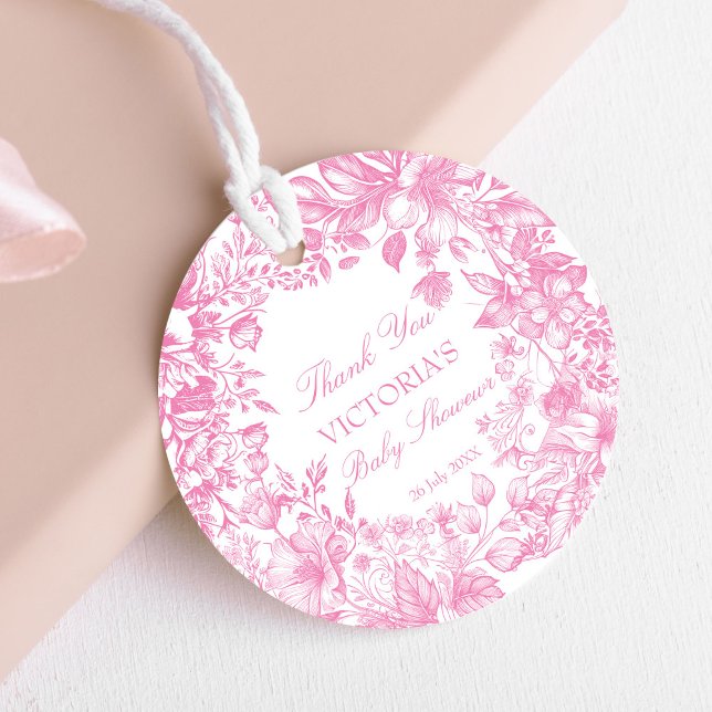 Elegante botanische Dusche in rosa Dusche Geschenkanhänger (Elegant botanical dusty pink baby shower thank you favor tags customized favor tags pink and white)