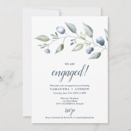 Elegante botanische dustige blaublättrige Verlobun Ankündigung