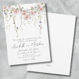 Elegante Botanische Einfache Wildblume Hochzeit Einladung