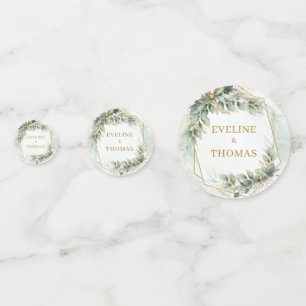 Elegante botanische Eukalyptus-Goldhochzeit Konfetti