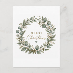 Elegante botanische Eukalyptus-Weihnachtskarte Postkarte