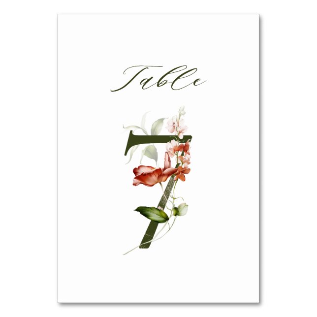 Elegante Botanische Flora Nr. 7, Tischnummer (Vorderseite)