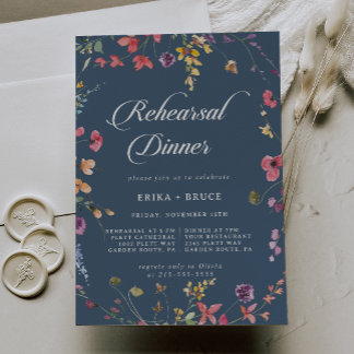 Elegante botanische florale Hochzeitsprobe Dinner Einladung