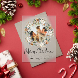 Elegante botanische Fotoweihnachtskarte Acryleinladungen