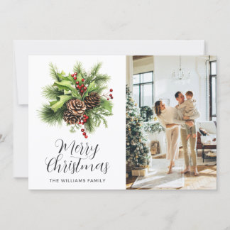 Elegante botanische Fotoweihnachtskarte Feiertagskarte