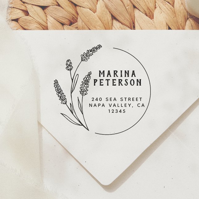 Elegante botanische Frame Name Rückgabeadressen Gummistempel (Von Creator hochgeladen)