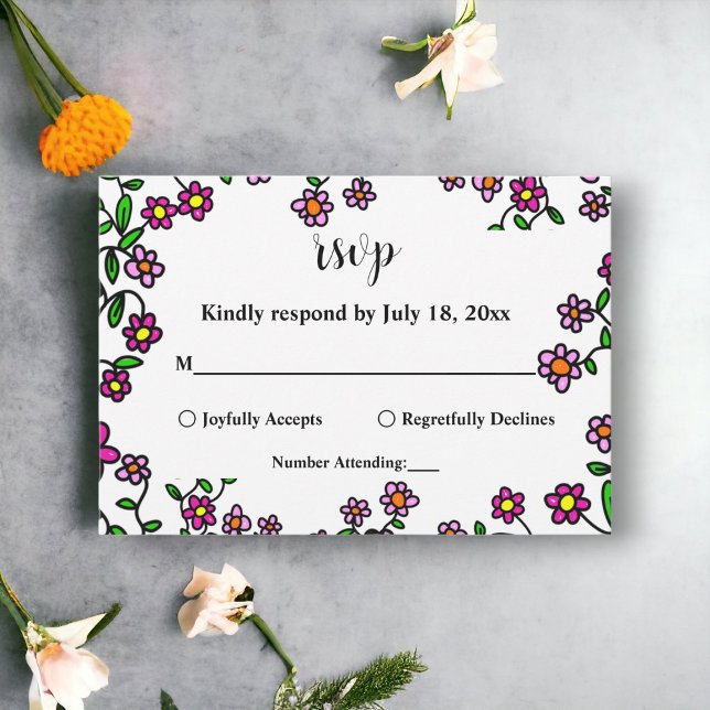 Elegante Botanische Gartenanlagen Blume Blumenzehe RSVP Karte (Von Creator hochgeladen)