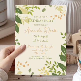 Elegante botanische Geburtstagsparty Einladung