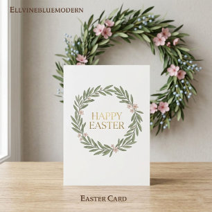 Elegante botanische Girlande Goldfolie Osterkarte Karte