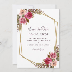 Elegante botanische Goldschmiede Floral Save The Date