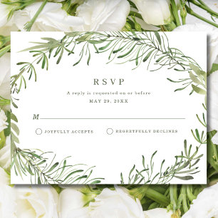 Elegante botanische Grün-Hochzeit  RSVP Karte