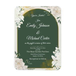 Elegante botanische Grün- und Goldhochzeit Magnet