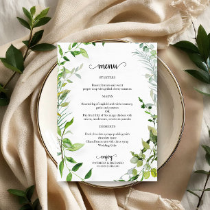 Elegante Botanische Grünpflanzen Hochzeit Hochzeit Menükarte