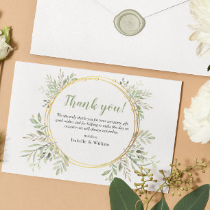 Elegante botanische Grünzeug-Hochzeit Dankeskarte