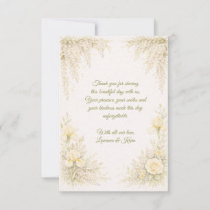 Elegante botanische Hochzeit Dankeskarte