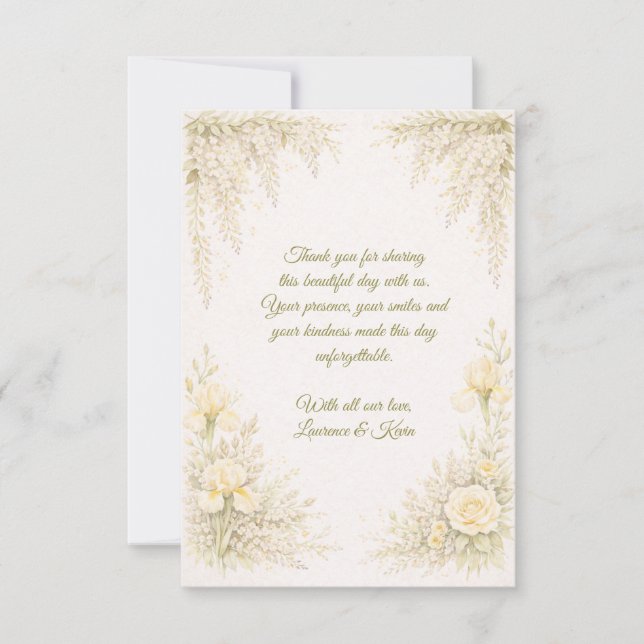 Elegante botanische Hochzeit  Dankeskarte (Vorderseite)