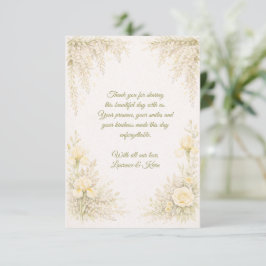 Elegante botanische Hochzeit Dankeskarte