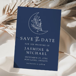 Elegante Botanische Hochzeit des Mondes und der St Save The Date