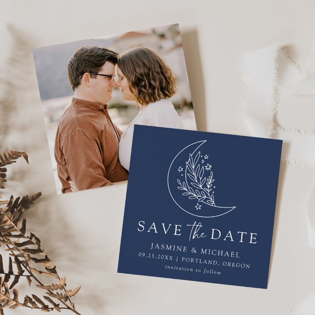 Elegante Botanische Hochzeit des Mondes und der St Save The Date (Von Creator hochgeladen)