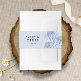 Elegante Botanische Hochzeit Dusty Blue Wedding Einladungsbanderole