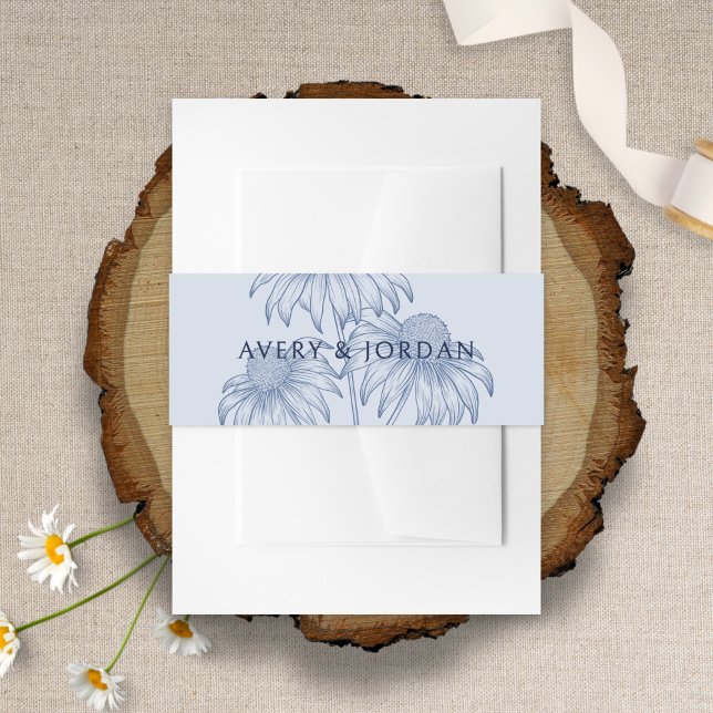 Elegante Botanische Hochzeit Dusty Blue Wedding Einladungsbanderole (Von Creator hochgeladen)