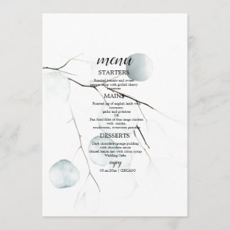 Elegante Botanische Hochzeit Menükarte