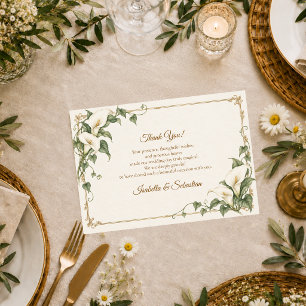 Elegante Botanische Hochzeit mit Calla-Lilie Dankeskarte