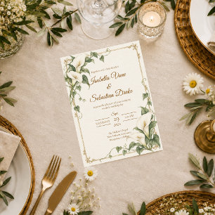 Elegante Botanische Hochzeit mit Calla-Lilie Einladung
