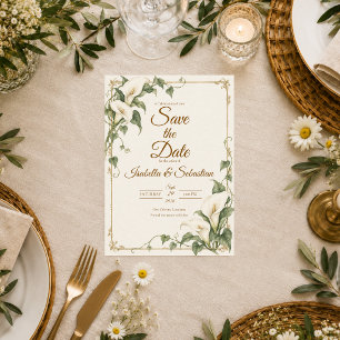 Elegante Botanische Hochzeit mit Calla-Lilie Save The Date