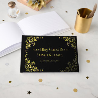 Elegante Botanische Hochzeit mit echtem Goldfolie Gästebuch