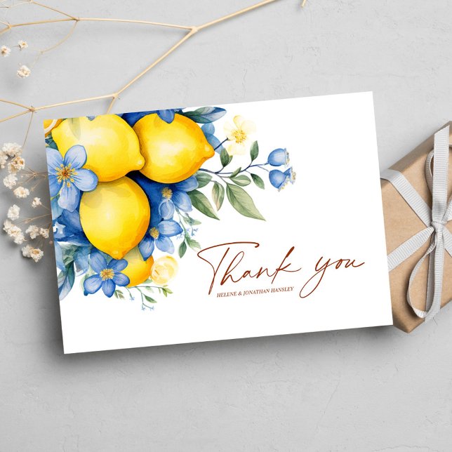 Elegante botanische Hochzeit mit Flora Dankeskarte (Elegant Floral Botanical Modern Wedding Thank You Card)