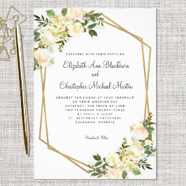 Elegante botanische Hochzeit mit floraler Wasserfa Einladung