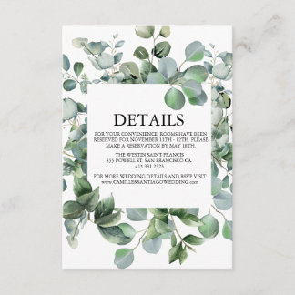 Elegante Botanische Hochzeit mit Grünpflanzen Begleitkarte