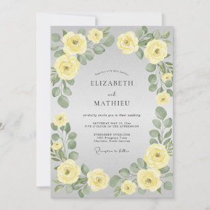 Elegante botanische Hochzeit mit Zitrone Einladung