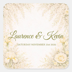 Elegante botanische Hochzeit Quadratischer Aufkleber
