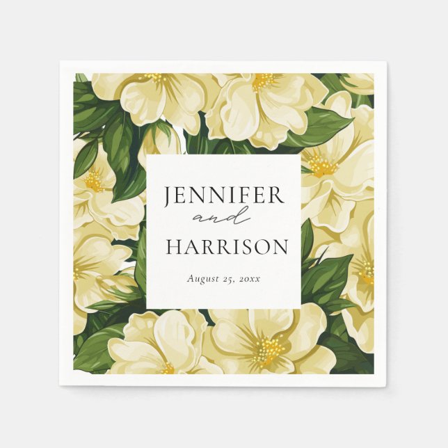 Elegante, botanische Hochzeit Serviette (Vorderseite)