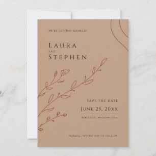 Elegante botanische Hochzeit speichern Sie das Dat Einladung