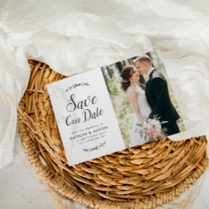 elegante botanische Hochzeit speichern Sie das Dat Postkarte