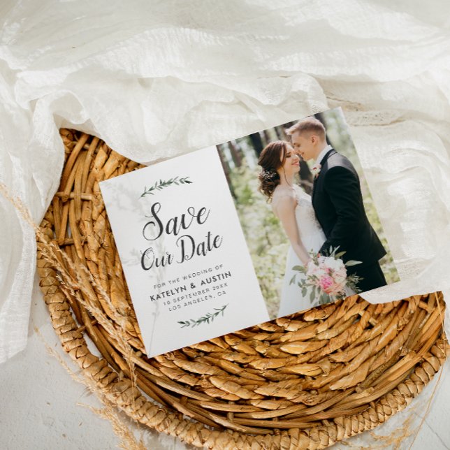 elegante botanische Hochzeit speichern Sie das Dat Postkarte (Von Creator hochgeladen)