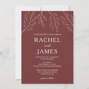 Elegante botanische Hochzeit Terrakotta Minimalist Einladung