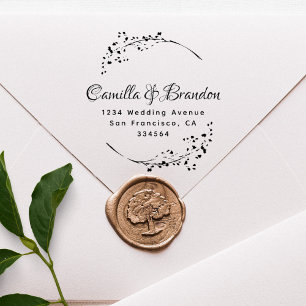 Elegante Botanische Hochzeitadresse Gummistempel