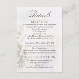 Elegante botanische Hochzeits-Details-Karte Begleitkarte