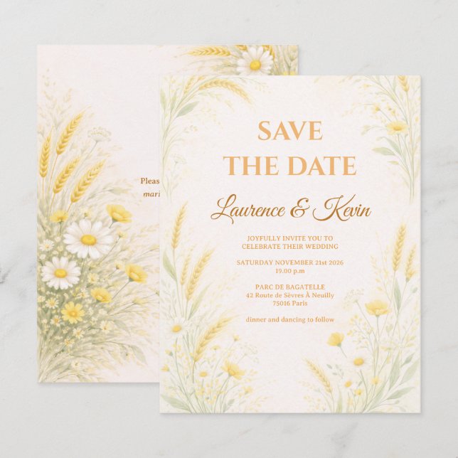 Elegante botanische Hochzeits‑Save Save The Date (Vorne/Hinten)
