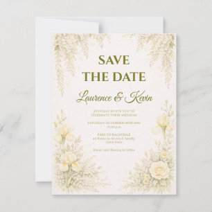 Elegante botanische Hochzeits‑Save‑the‑Date Save The Date