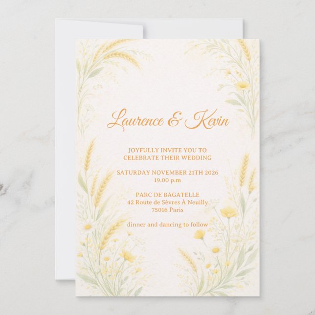 Elegante botanische Hochzeitseinladung Einladung (Vorderseite)