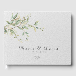 Elegante Botanische Hochzeitseinladung mit Grün Gästebuch