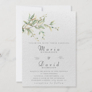 Elegante botanische Hochzeitseinladung mit Grüntön Einladung