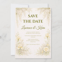 Elegante botanische Hochzeitseinladung – Save the Einladung