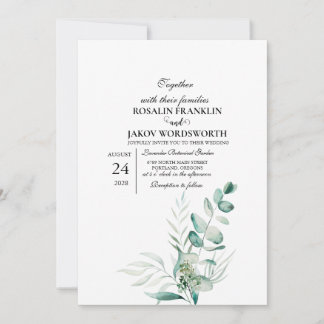 Elegante Botanische Hochzeitseinladungskarte mit G Einladung